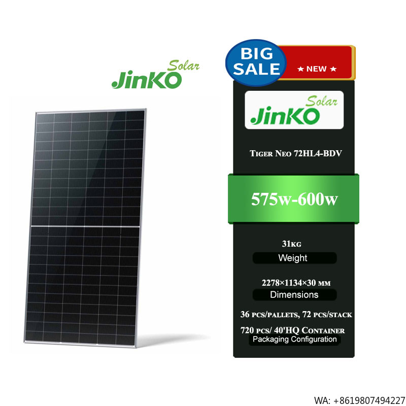 Jinko Solar Panel Tiger Neo - ジンコタイガーネオ72HL4-BDV 575-600W高品質ソーラーパネル 575w 580w 585w 590w