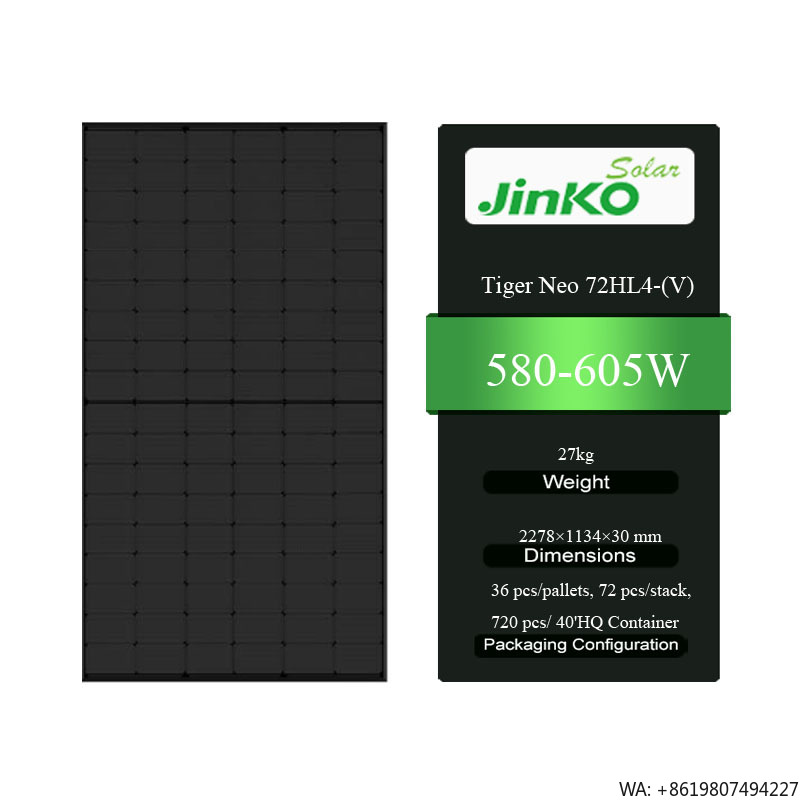 Jinko Solar Panel Tiger Neo - ジンコタイガーネオ72HL4-(V) 580-605W高品質ソーラーパネル 580w 585w 590w 595w